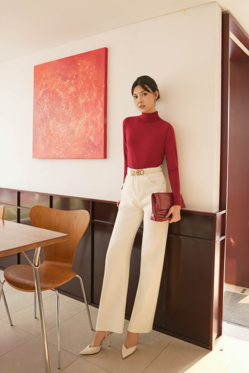 Sixdo Red Knit Turtleneck